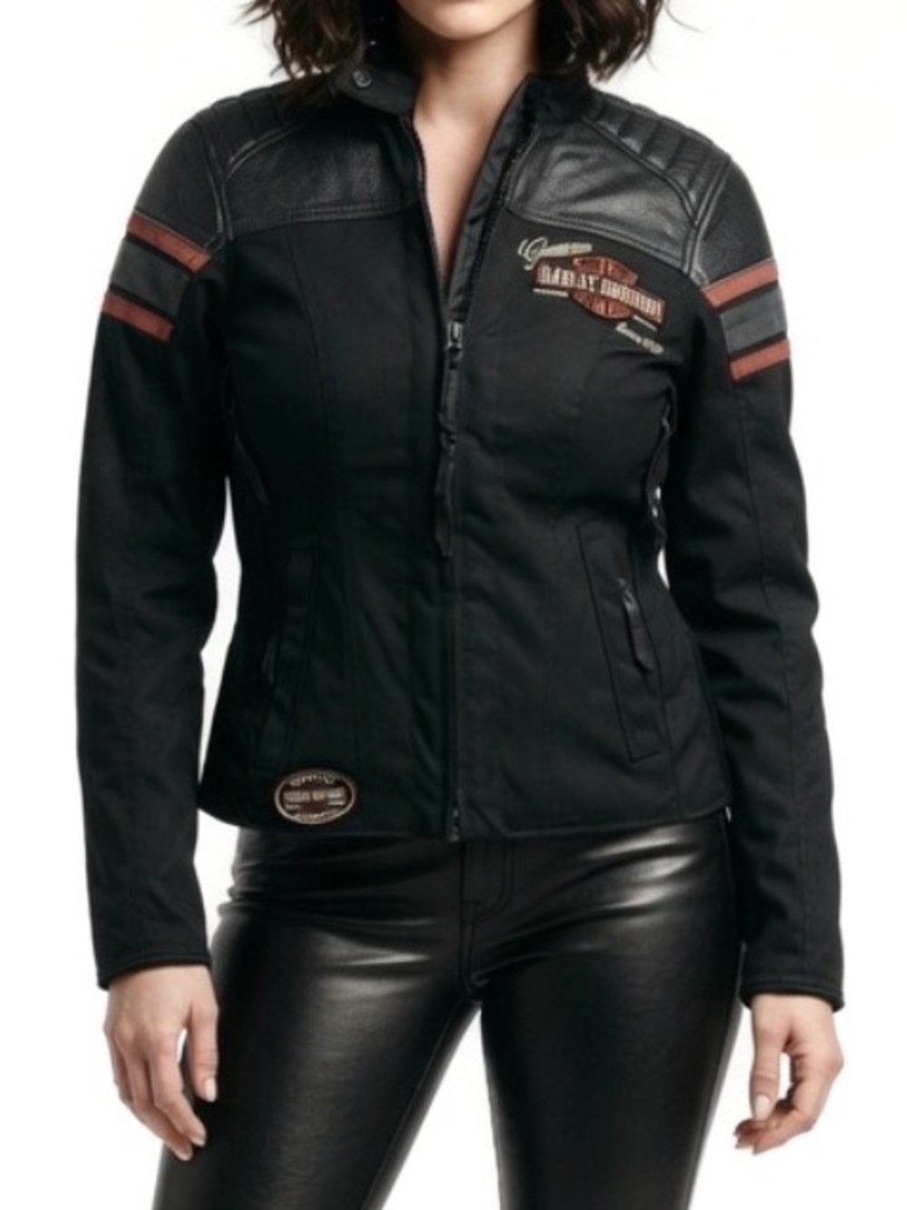 Harley-Davidson Triple Vent Worden Riding Jacket Med Pettite Black/Orange  NWT